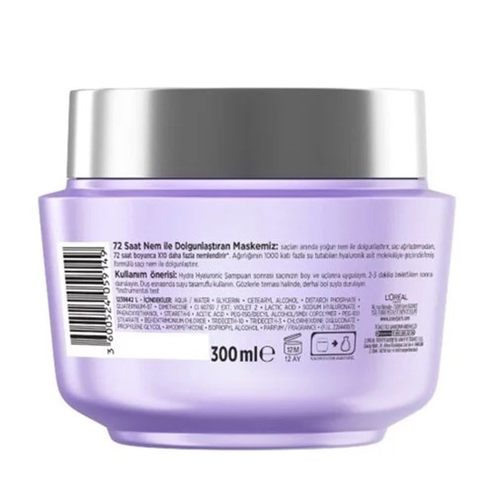 LOREAL PARİS ELSEVE HYDRA 72 SAAT NEM İLE DOLGUNLAŞTIRAN MASKE 300ML