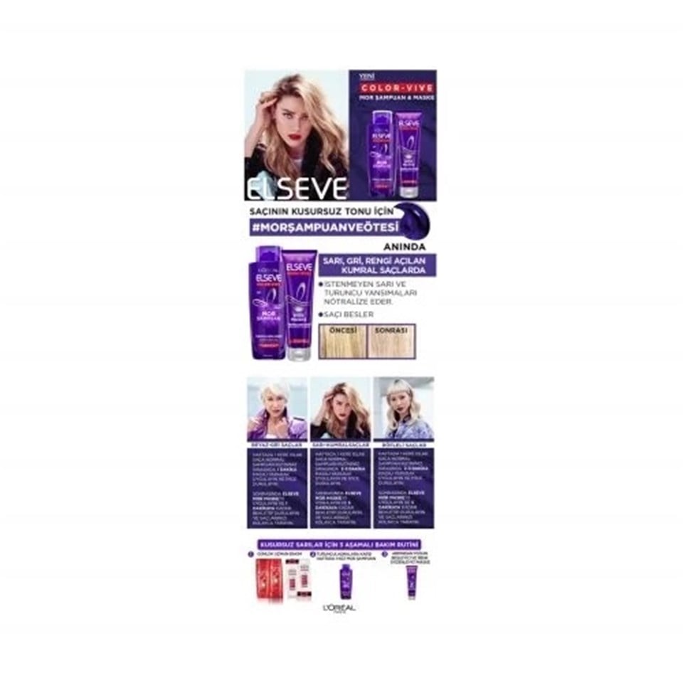 L'OREAL PARİS ELSEVE TURUNCULAŞMA KARŞITI MOR MASKE 150 ML