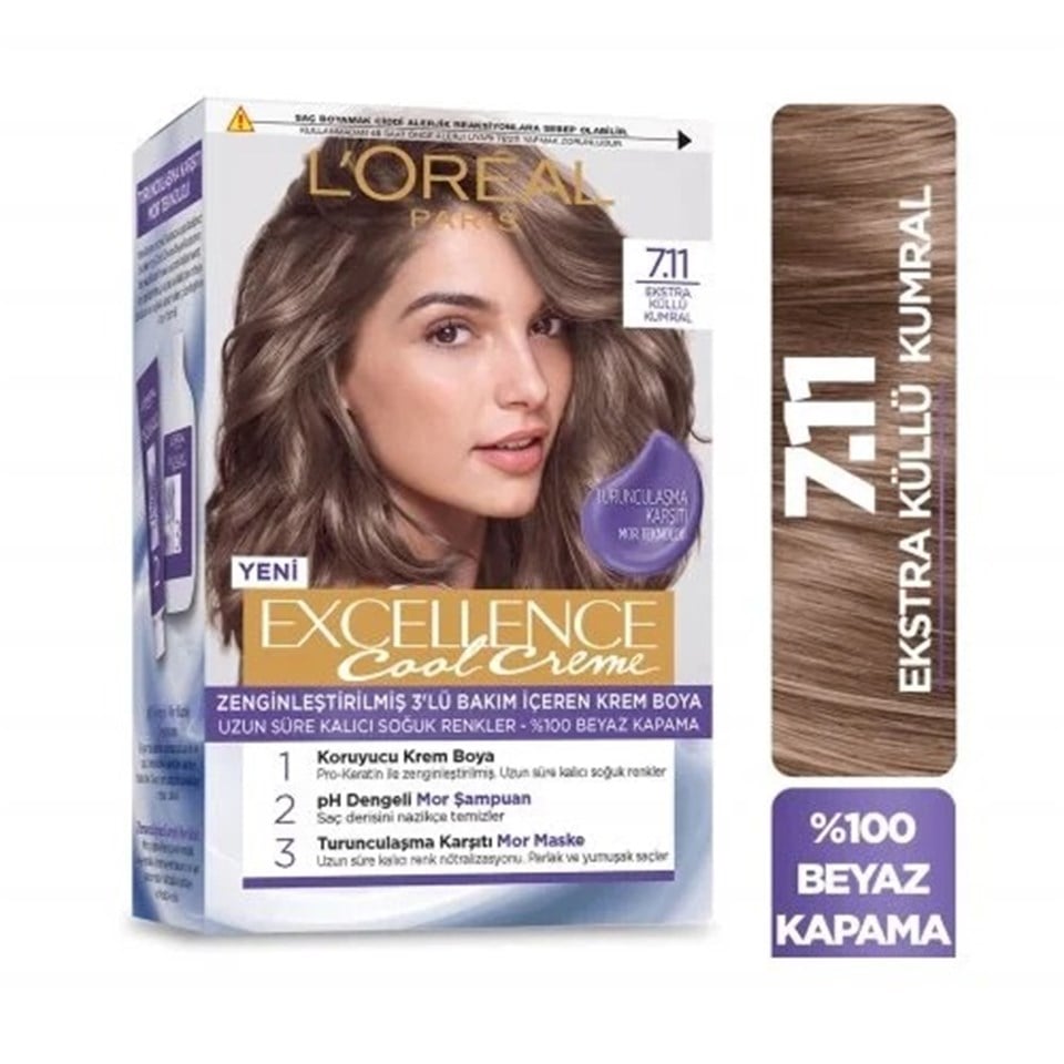 LOreal Paris Excellence  Cool Cream  Boya 7,11 Ekstra Küllü Kumral