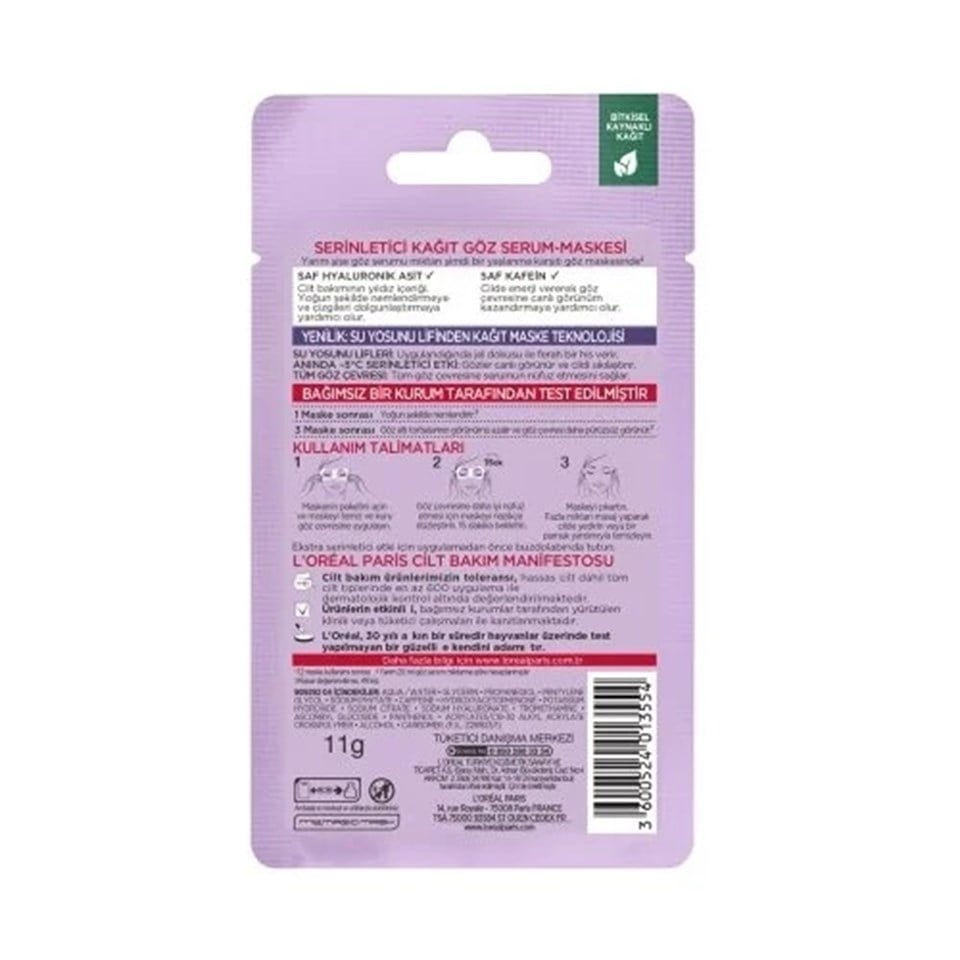 LOREAL PARİS HYALURONİK ASİT SERİNLETİCİ GÖZ SERUM-MASKESİ