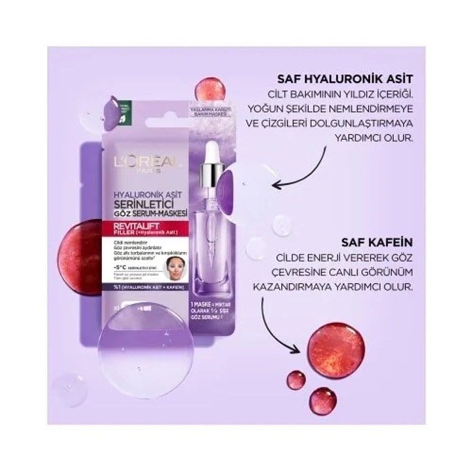 LOREAL PARİS HYALURONİK ASİT SERİNLETİCİ GÖZ SERUM-MASKESİ