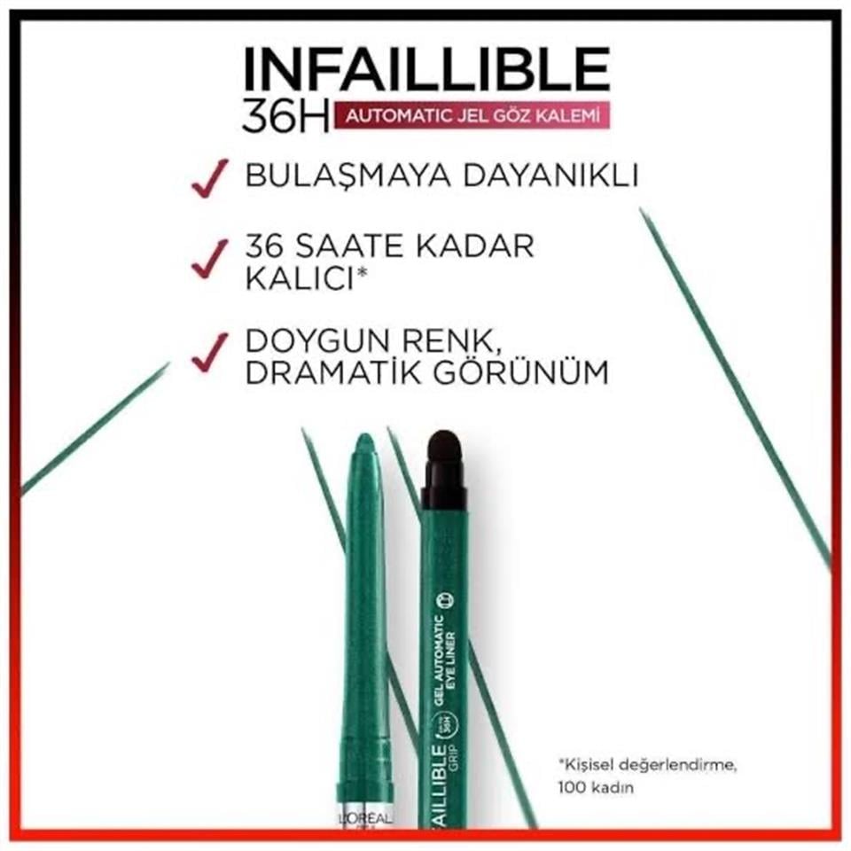 LOREAL PARİS İNFAİLLABLE AUTOMATİC JEL GÖZ KALEMİ-YEŞİL