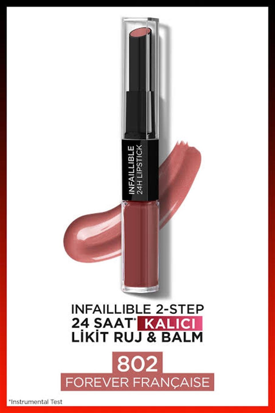 LOREAL PARIS INFAILLIBLE 2-STEP 24 SAAT KALICI LIKIT RUJ & BALM - 802 FOREVER FRANÇAISE