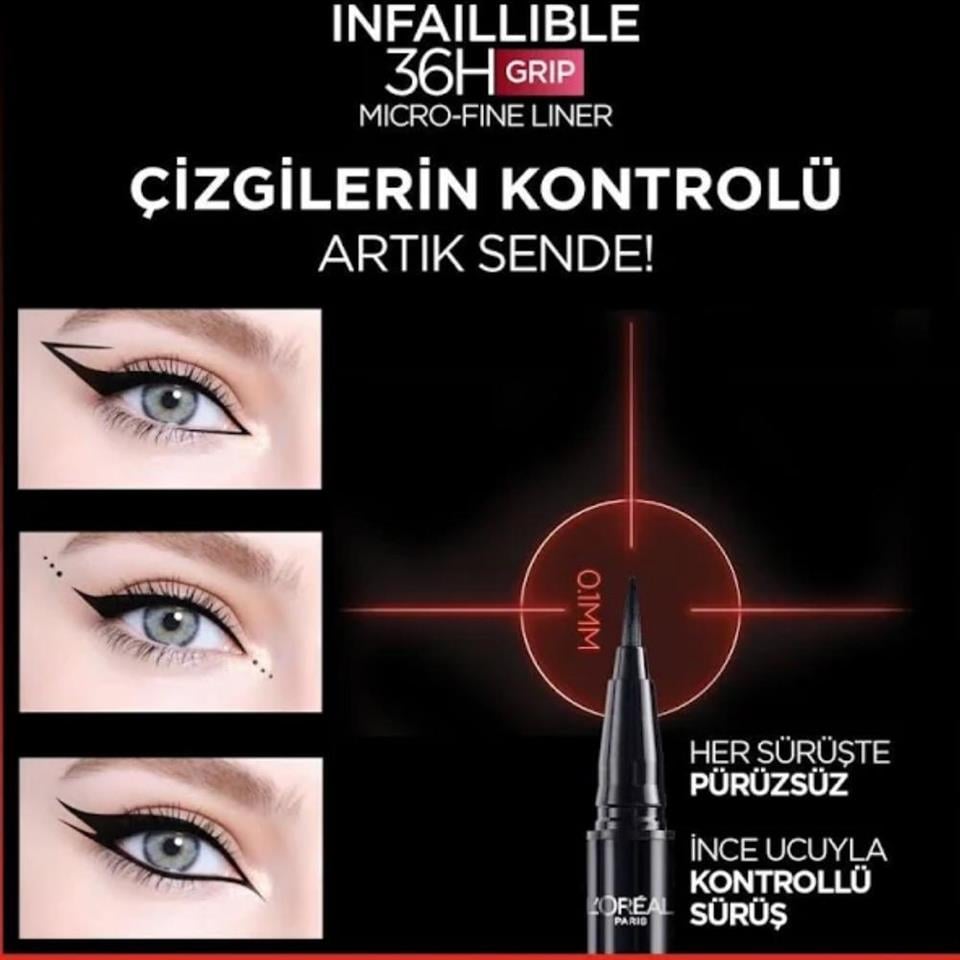 LOREAL PARİS İNFALLİBLE 36H GRİP MİCRO FİNE EYELİNER 01 OBSİDİAN-SİYAH