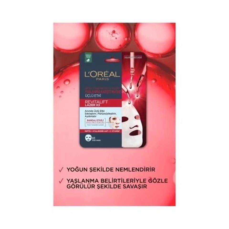 LOREAL PARİS REVİTALİFT LAZER X3 YOĞUN YAŞLANMA KARŞITI MASKE 28GR