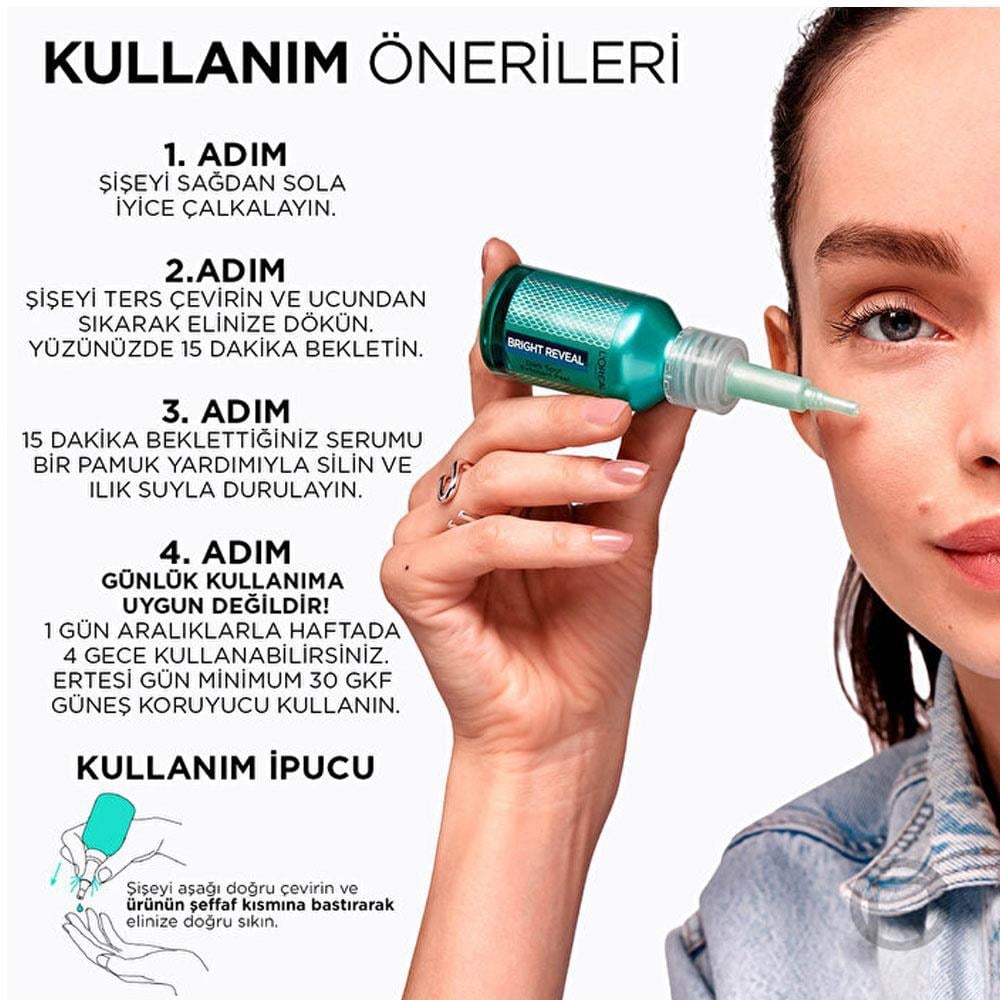 LOREAL PARİSLOREAL PARİS BRİGHT REVEAL KOYU LEKELERE KARŞI HIZLI ETKİLİ YENİLEYİCİ PEELİNG SERUM 25% [AHA + BHA + PHA] 25 ML