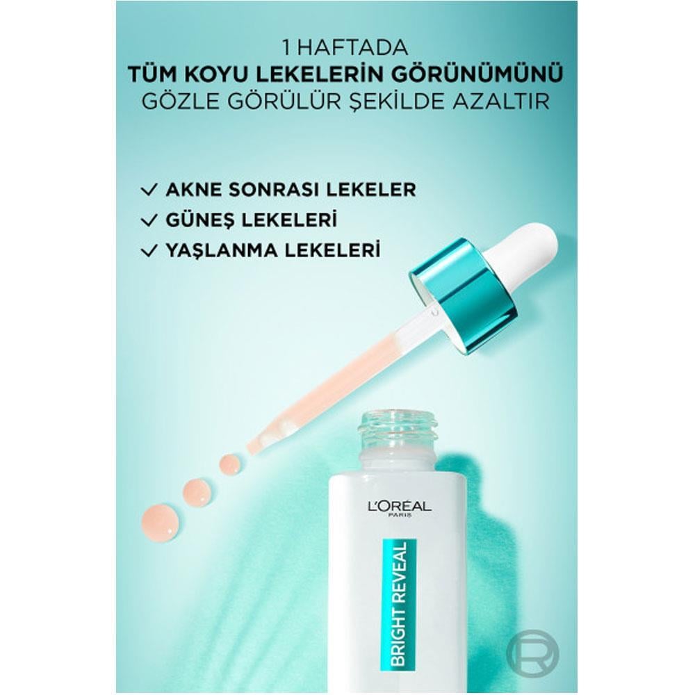 LOREAL PARİSLOREAL PARİS BRİGHT REVEAL SİVİLCE, GÜNEŞ, YAŞLANMA LEKELERİNDE ETKİLİ KOYU LEKE KARŞITI SERUM 30 ML