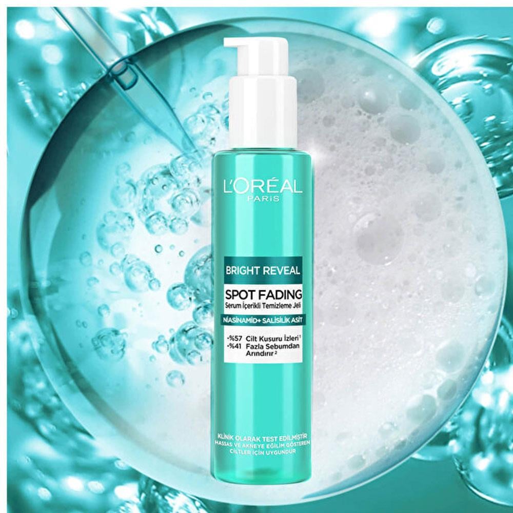 LOREAL PARİSLOREAL PARİS BRİGHT REVEAL CİLT KUSURU İZİ KARŞITI, SERUM İÇERİKLİ TEMİZLEME JELİ NİASİNAMİD+SALİSİLİK ASİT 150 ML