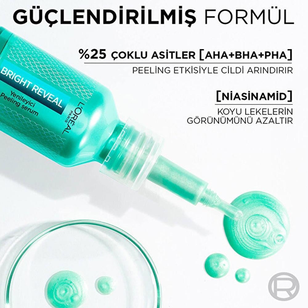 LOREAL PARİSLOREAL PARİS BRİGHT REVEAL KOYU LEKELERE KARŞI HIZLI ETKİLİ YENİLEYİCİ PEELİNG SERUM 25% [AHA + BHA + PHA] 25 ML