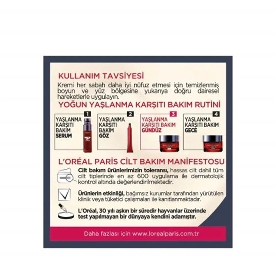LOREAL YOĞUN YAŞLANMA KARŞITI GÜNDÜZ BAKIM KREMİ 50ML