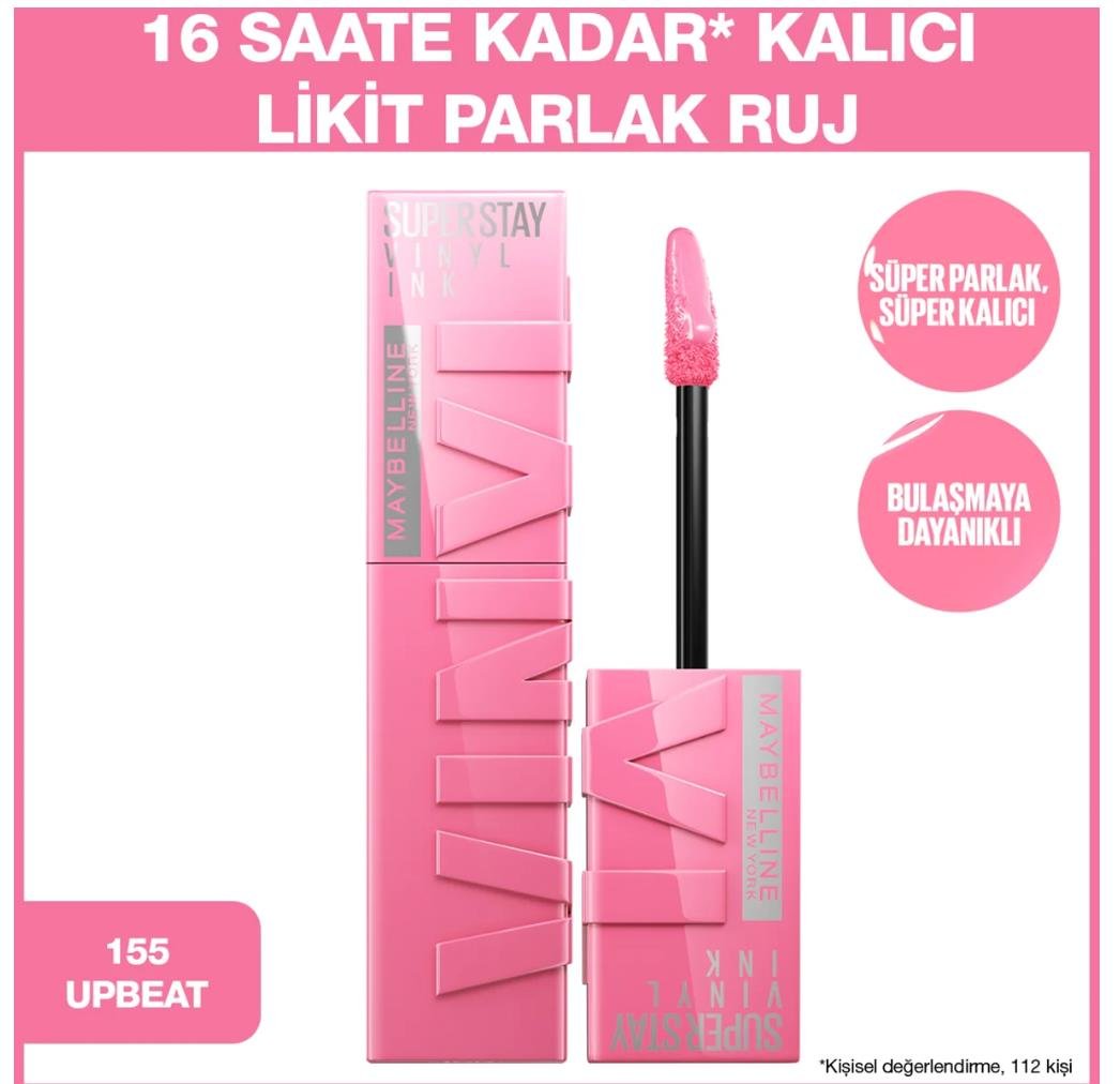 MAYBELLİNE NEW YORKMAYBELLİNE SUPER STAY VİNYL INK UZUN SÜRE KALICI LİKİT PARLAK RUJ 155 UPBEAT