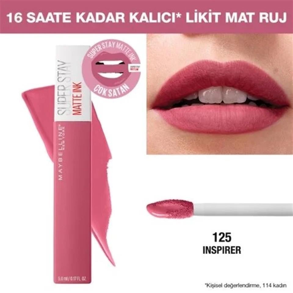 MAYBELLİNE SUPER STAY MATTE INK LİKİT MAT RUJ 125