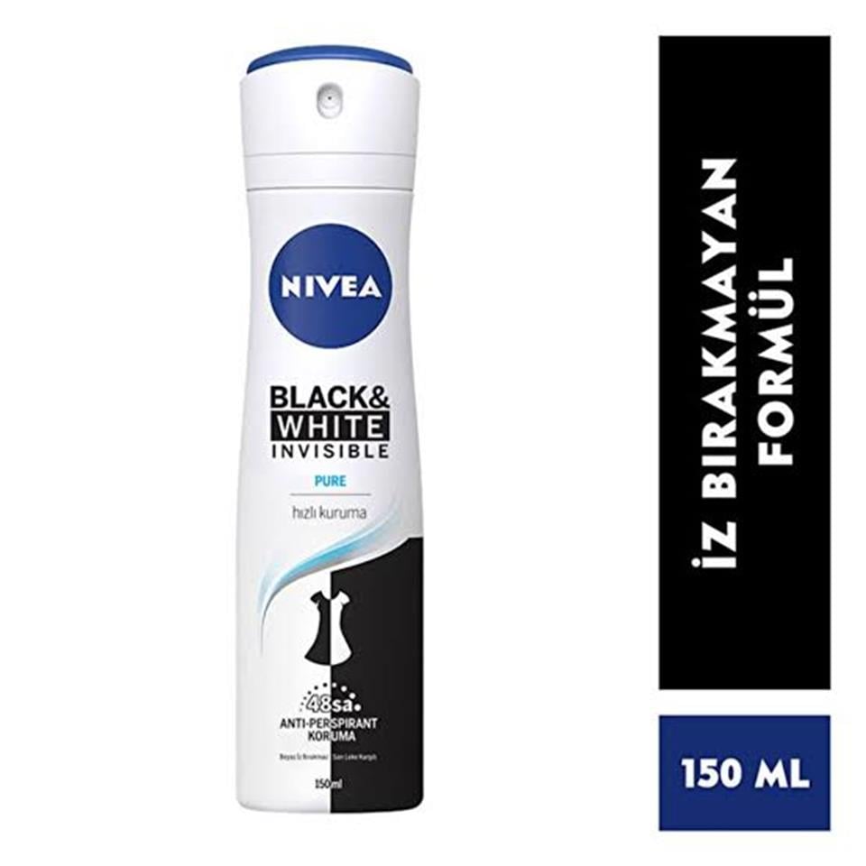 NİVEA DEODORANT SPREY INVİSİBLE BLACK&WHİTE PURE KADIN 150 ML