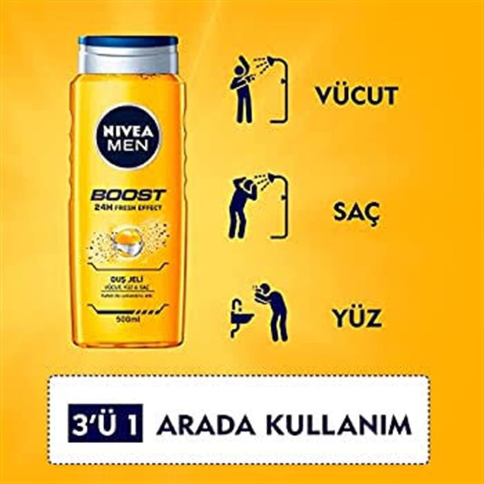 NİVEA MEN DUŞ JELİ BOOST 500 ML