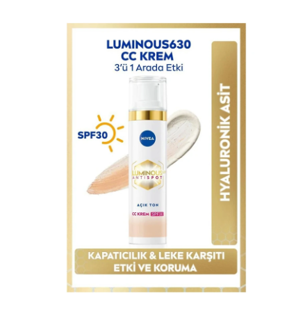 NİVEALUMİNOUS630 LEKE KARŞITI CC KREM SPF30 AÇIK TON 40 ML