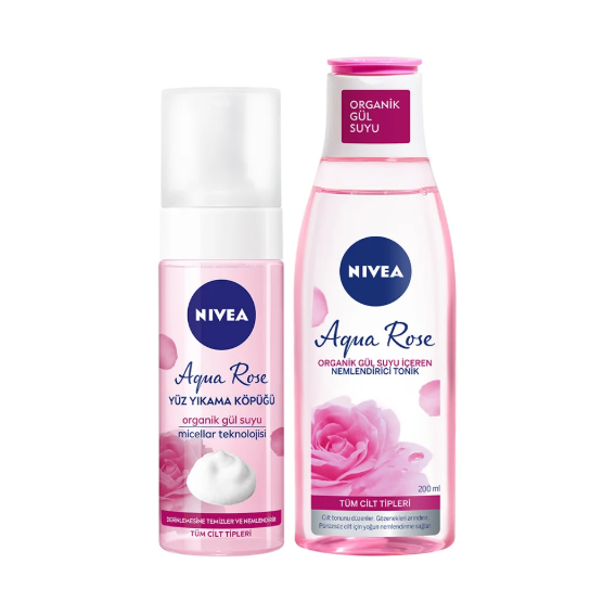 NİVEANİVEA YÜZ BAKIM AQUA ROSE YÜZ YIKAMA KÖPÜĞÜ 150 ML + TONİK 200 ML