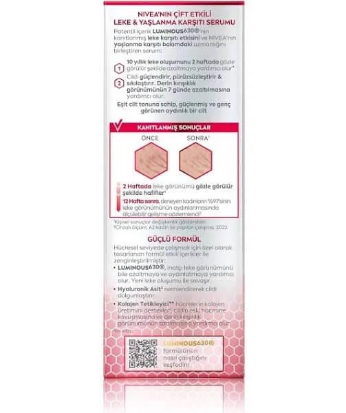 NİVEANİVEA YÜZ BAKIM LUMİNOUS 630 YAŞLANMA VE LEKE KARŞITI SERUM 30 ML