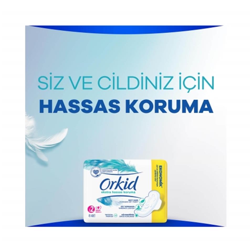 ORKİD EKSTRA  HASSAS KORUMA TEKLİ BOY 2 UZUN 8 ADET 