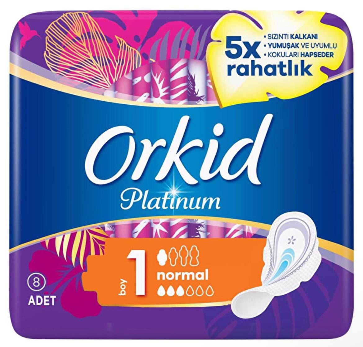 ORKİDORKİD PLATİNUM KANATLI NORMAL (BOY 1) 8 ADET HİJYENİK PED