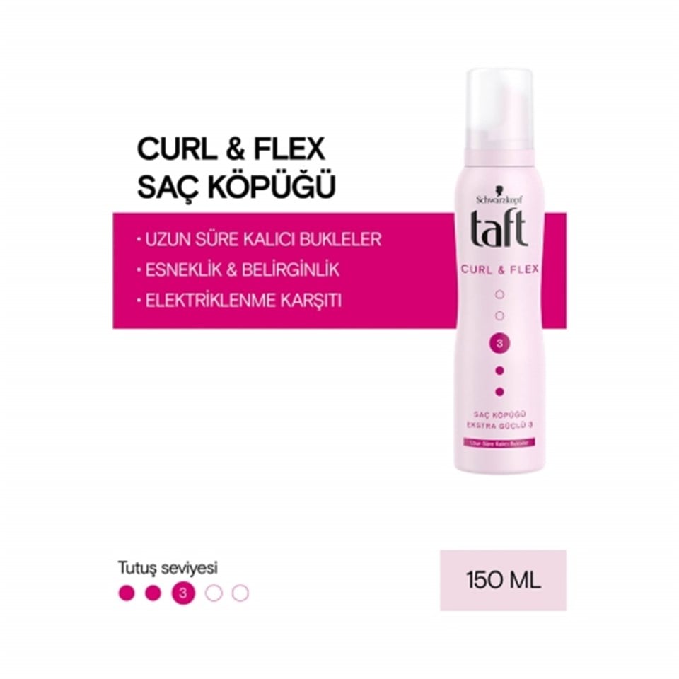 TAF CURL & FLEX SAÇ KÖPÜĞÜ 150 ML