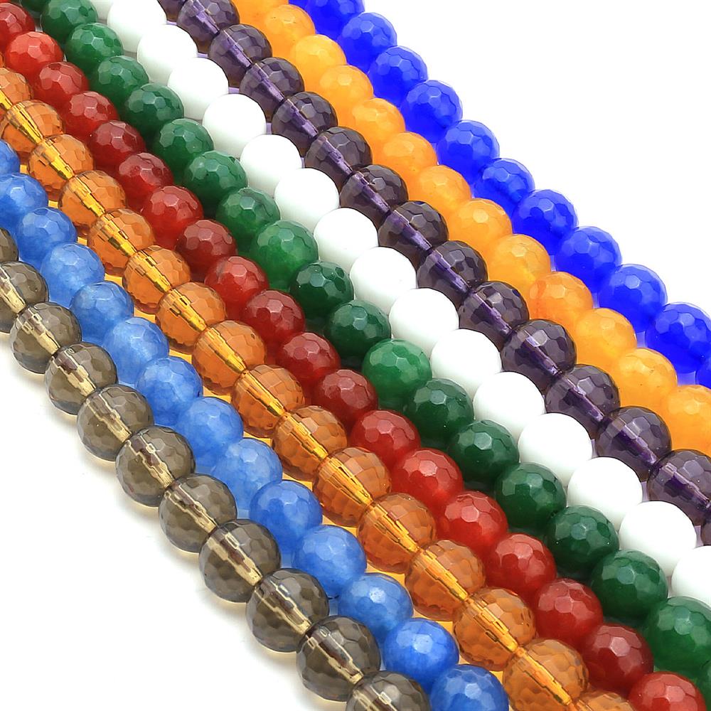 10 mm Fasetli Kesim Kuvars Taşı Boncuk