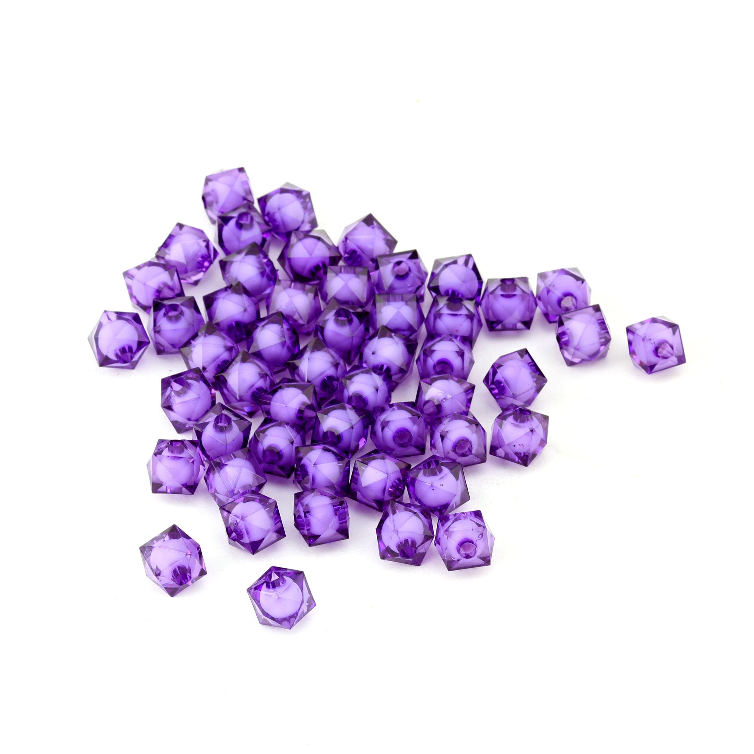 10 mm Mor Prizma Boncuk - Çanta Boncuğu