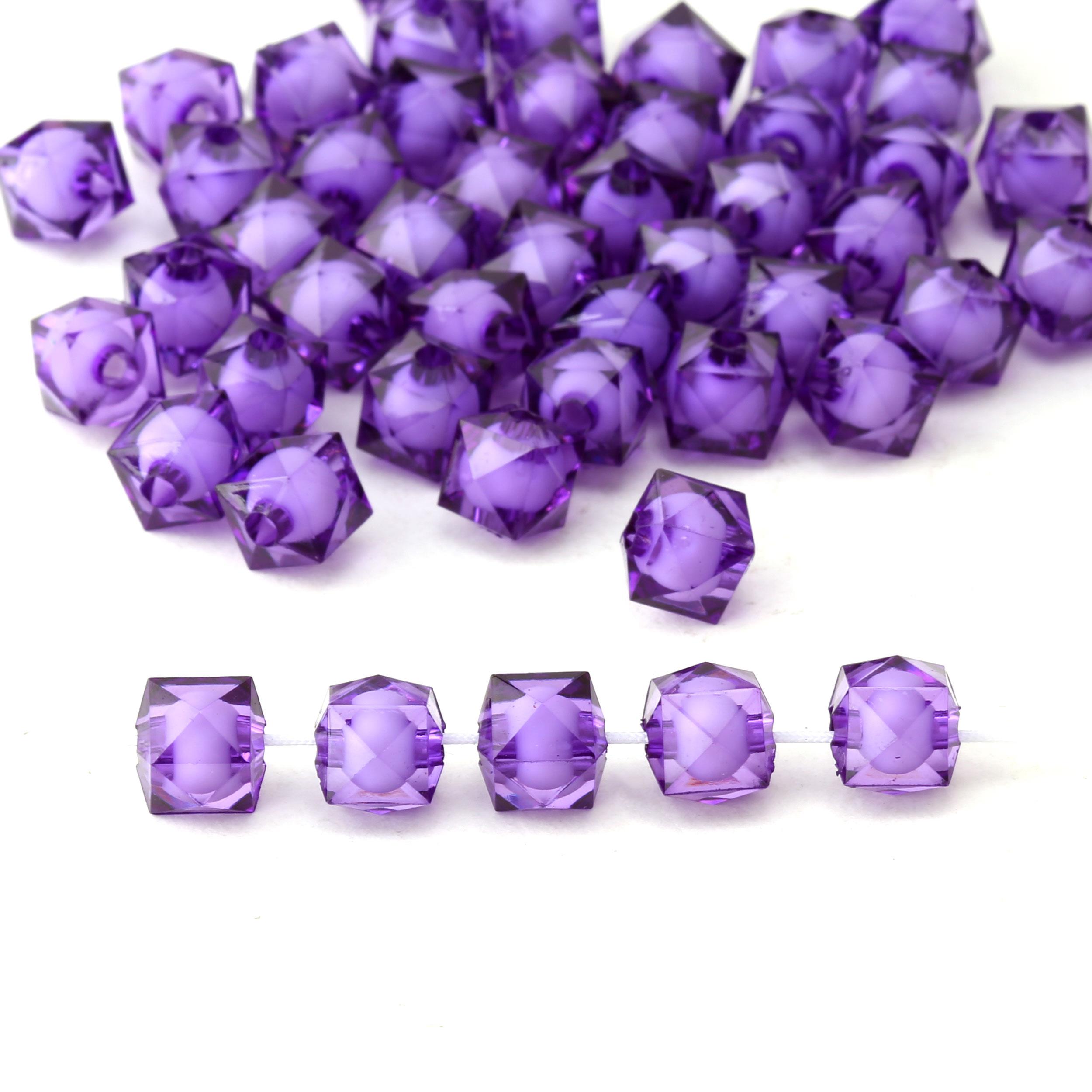 10 mm Mor Prizma Boncuk - Çanta Boncuğu
