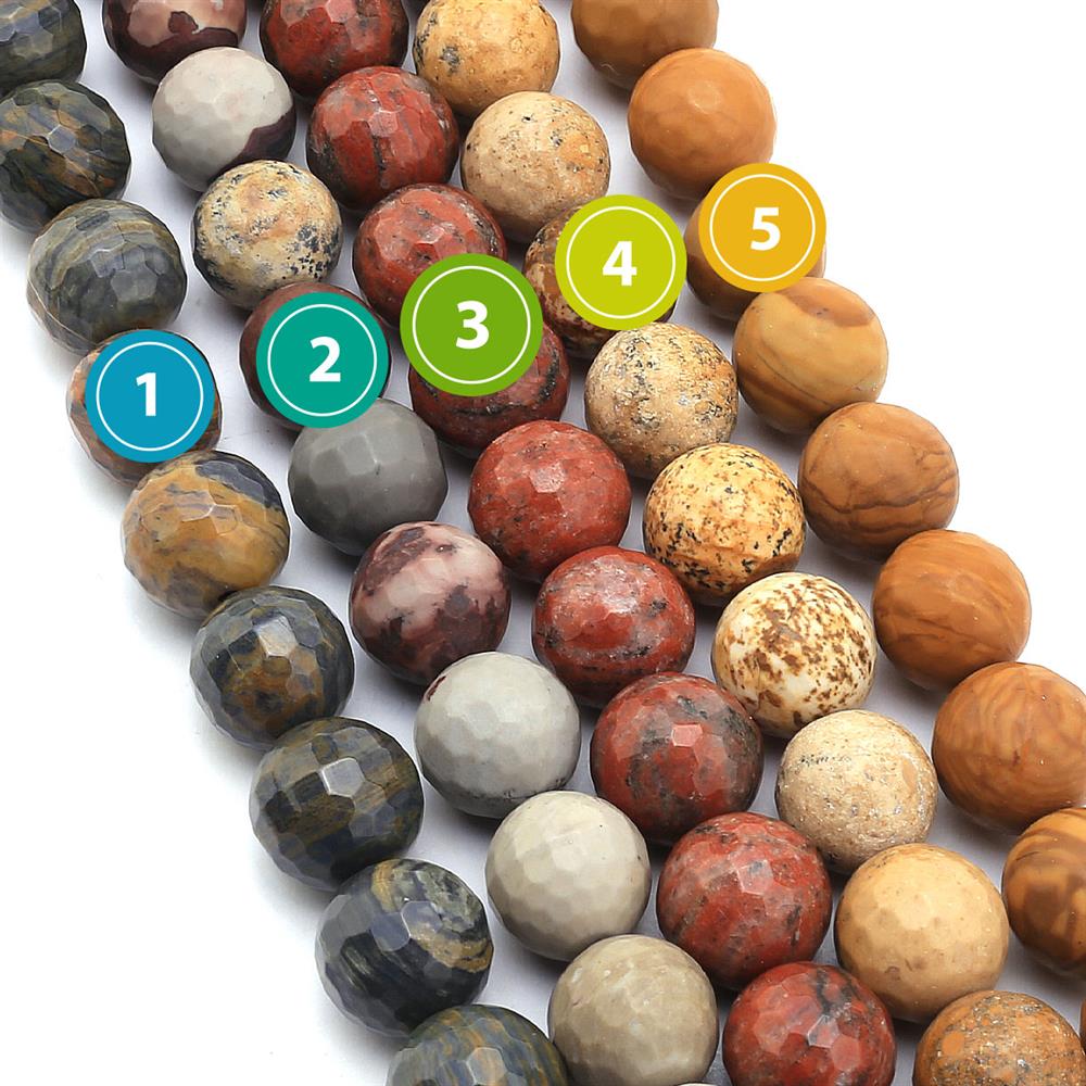 12 mm Fasetli Odun Jasper Taş Boncuk