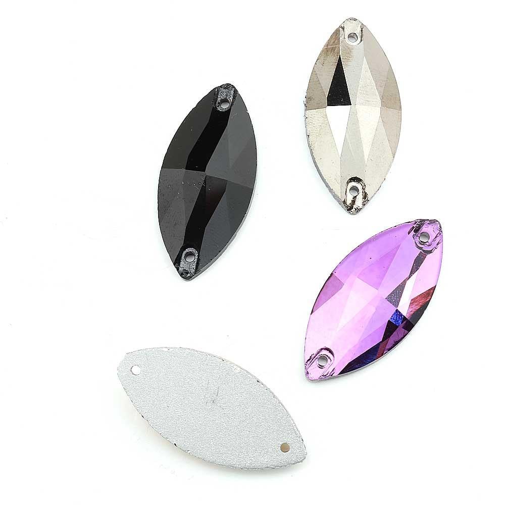 2 Delikli Arpa Şeklinde Dikme Kristal Taş 32X15 mm 5 adet
