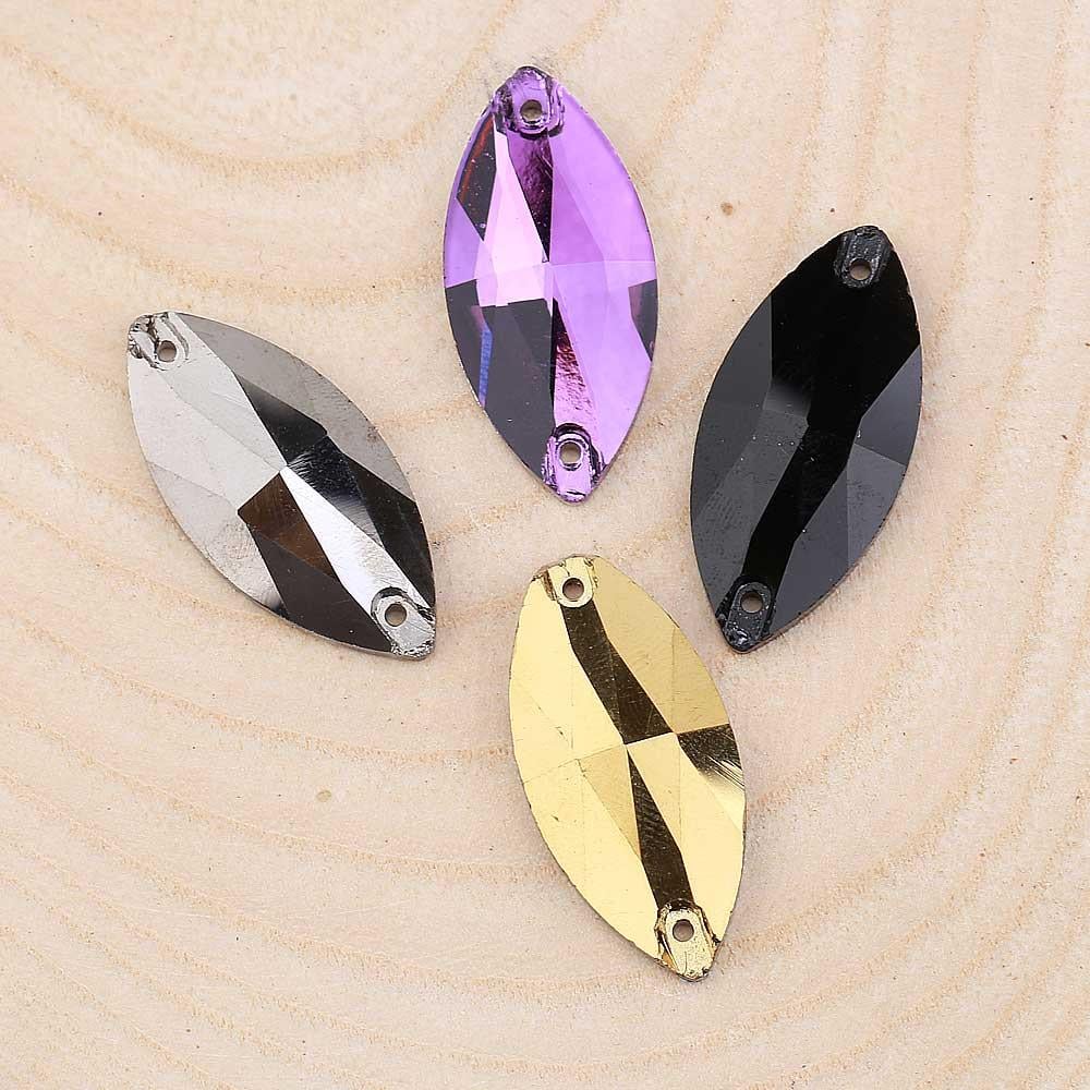 2 Delikli Arpa Şeklinde Dikme Kristal Taş 32X15 mm 5 adet