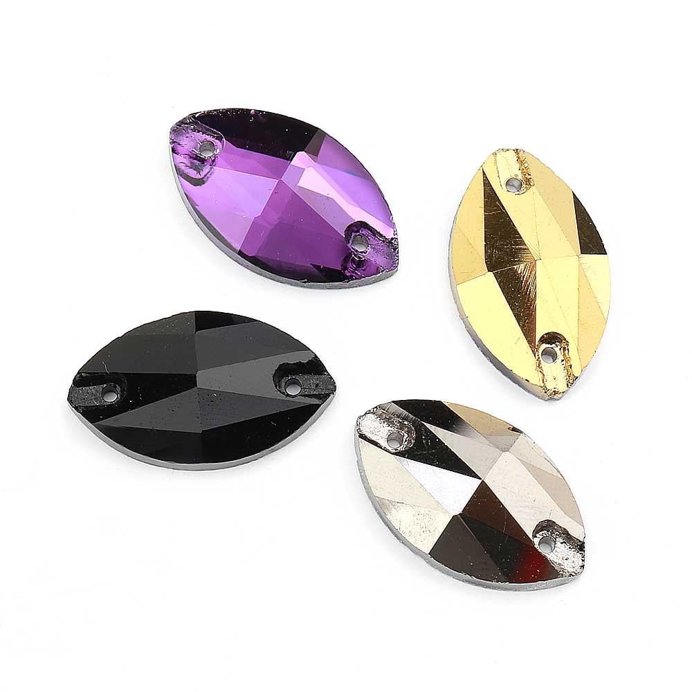 2 Delikli Arpa Şeklinde Dikme Kristal Taş 22X13 mm 5 adet