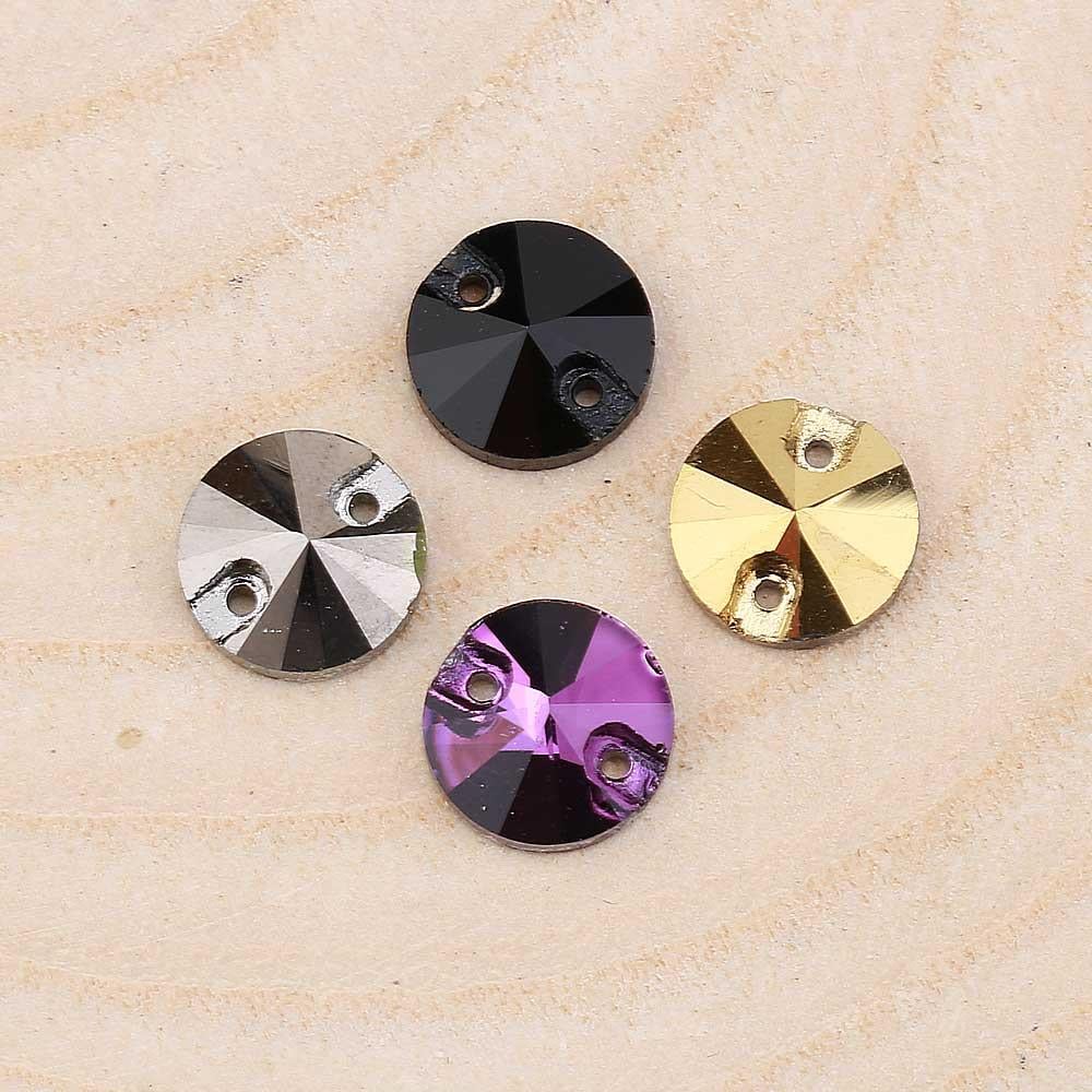 2 Delikli Yuvarlak Dikme Kristal Taş 10 mm 5 adet