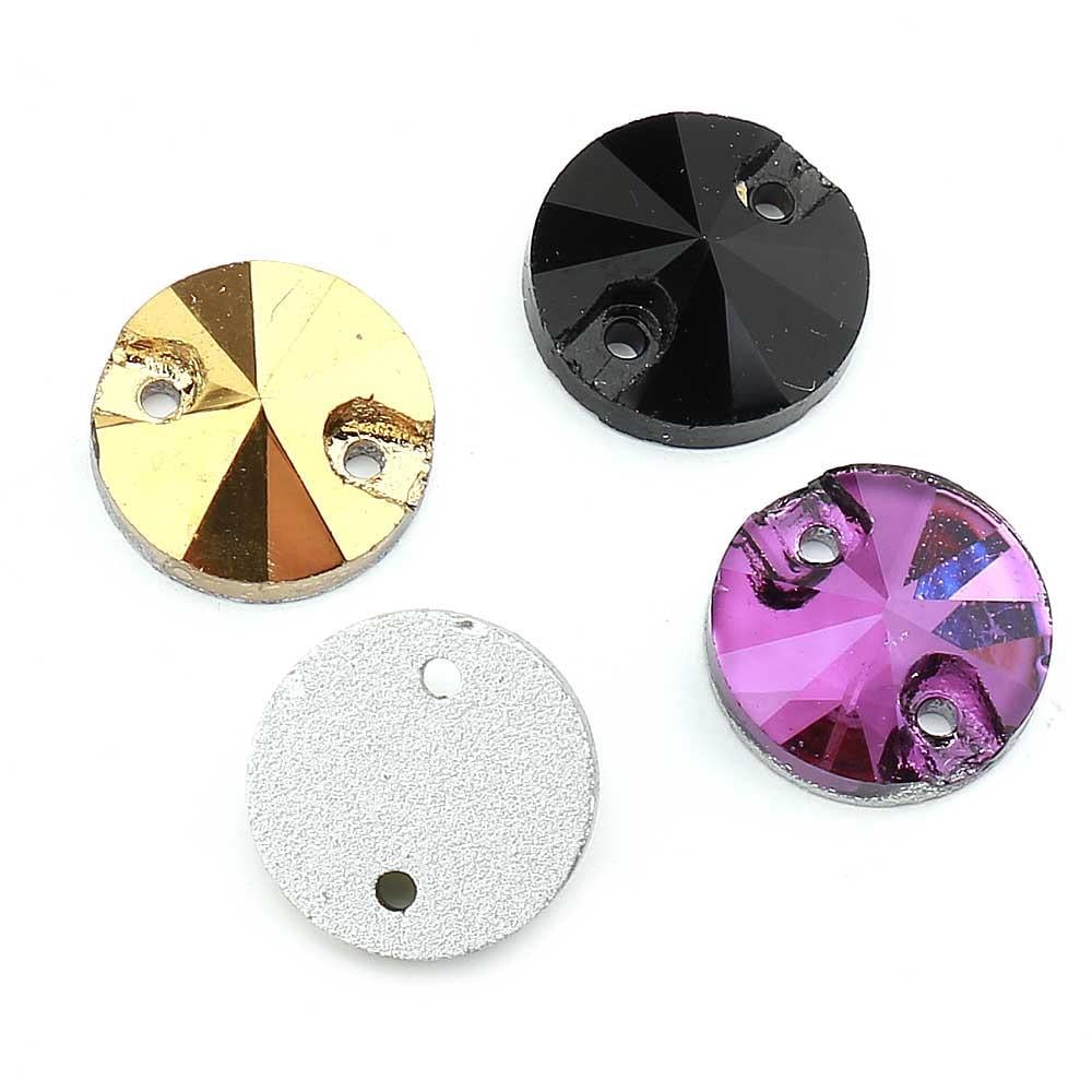 2 Delikli Yuvarlak Dikme Kristal Taş 10 mm 5 adet