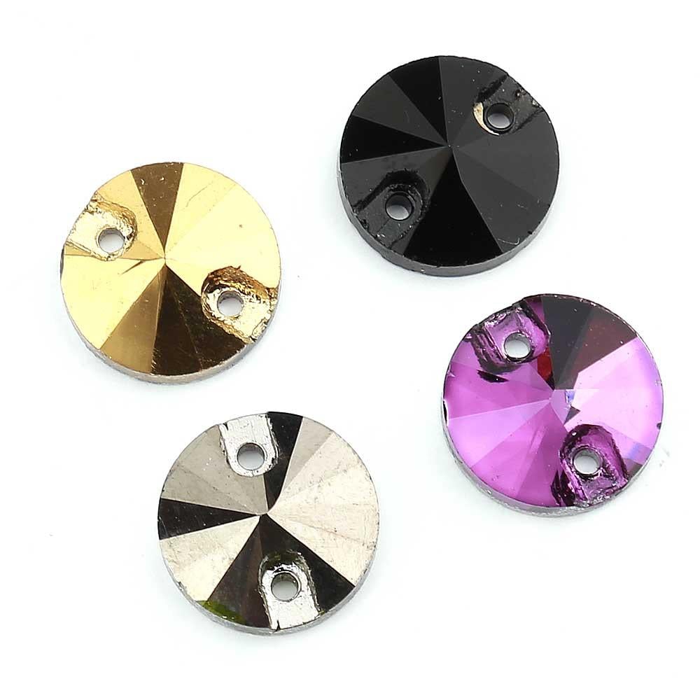 2 Delikli Yuvarlak Dikme Kristal Taş 10 mm 5 adet