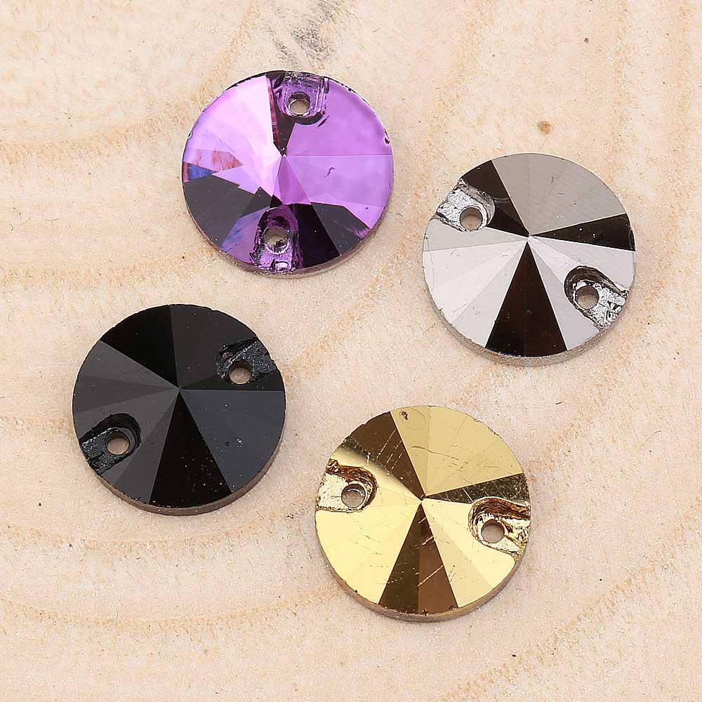 2 Delikli Yuvarlak Dikme Kristal Taş 14 mm 5 adet