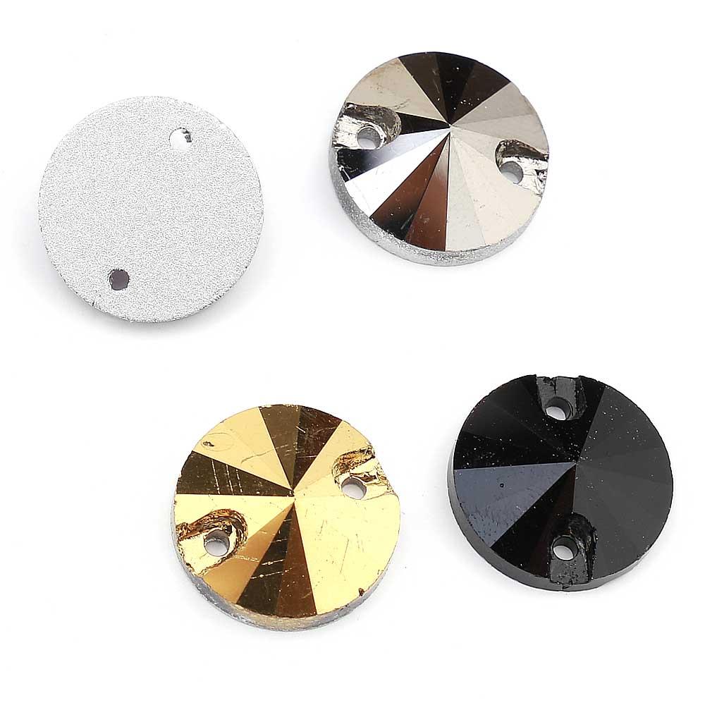 2 Delikli Yuvarlak Dikme Kristal Taş 14 mm 5 adet