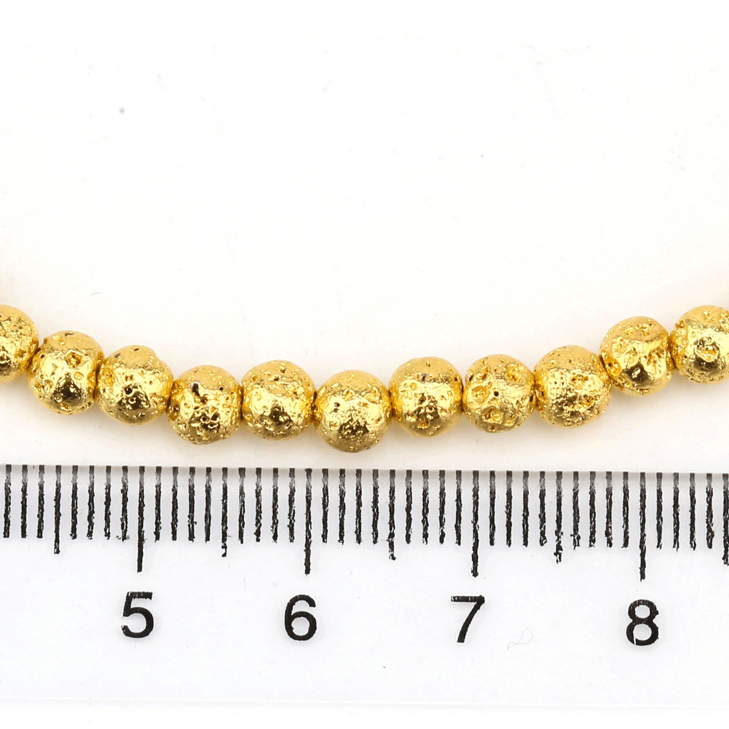 4 mm Hematit Kaplamalı Lav Taşı Boncuk