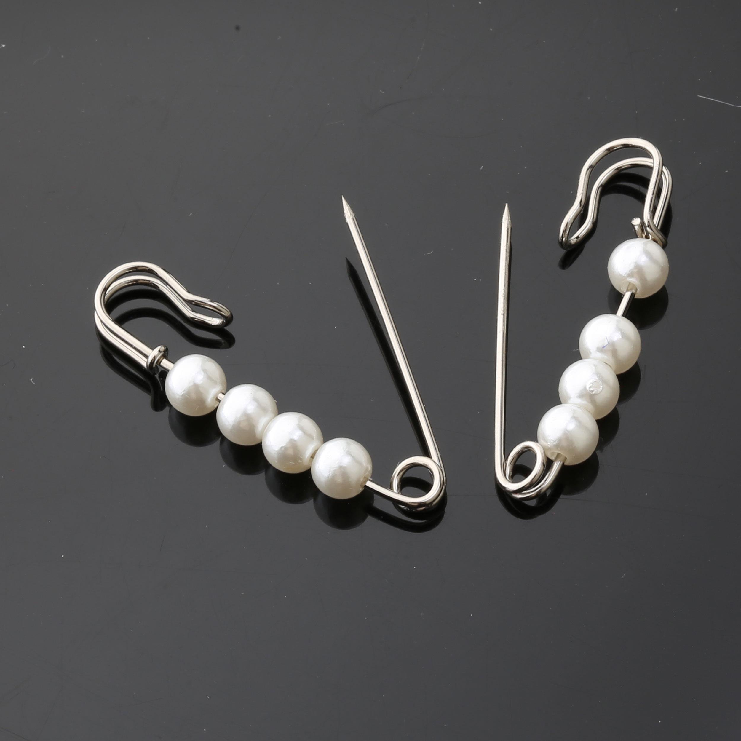 6 adet Beyaz İncili Çengelli İğne