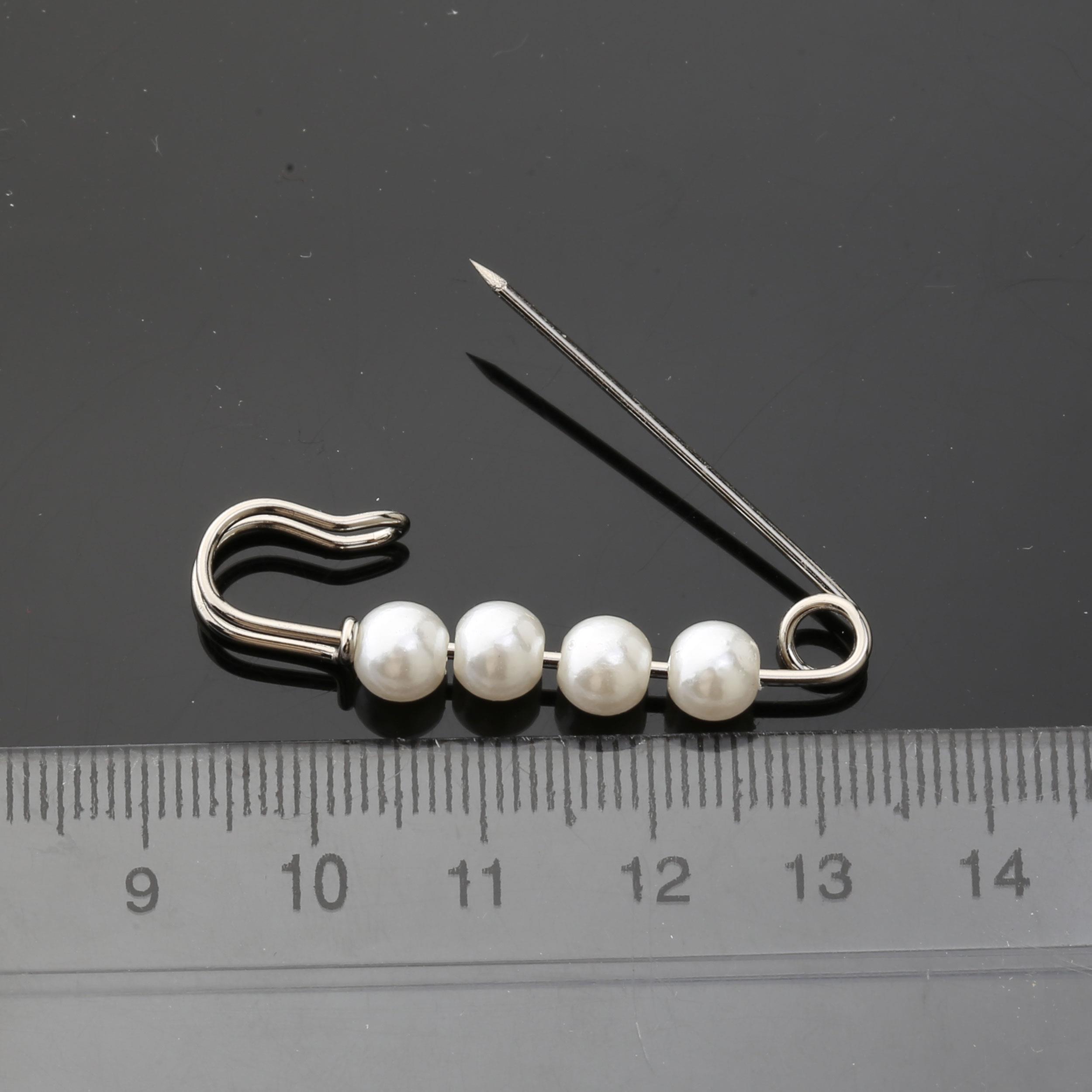 6 adet Beyaz İncili Çengelli İğne