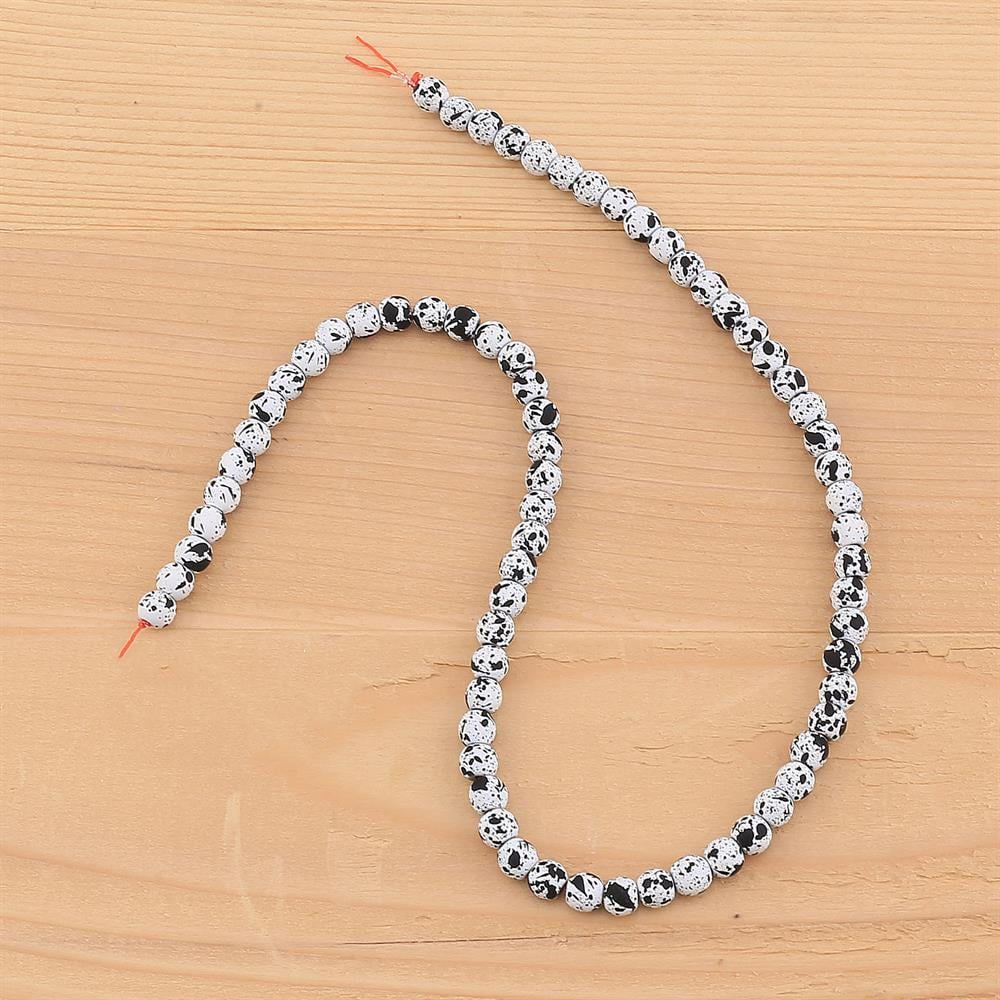 6 mm Benekli Hematit Boncuk Beyaz
