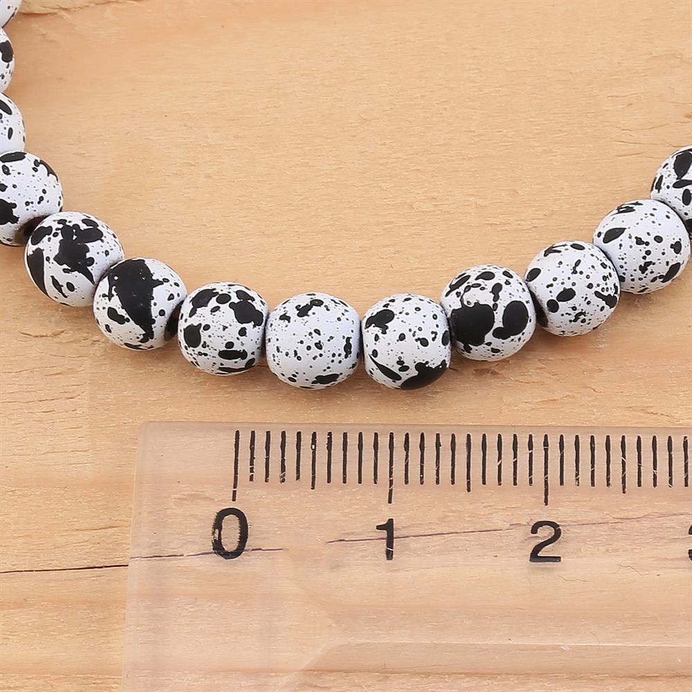 6 mm Benekli Hematit Boncuk Beyaz