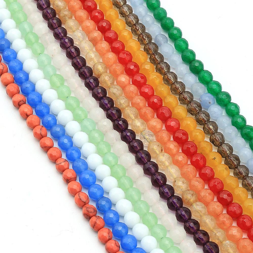 6 mm Fasetli Kuvars Taşı Boncuk
