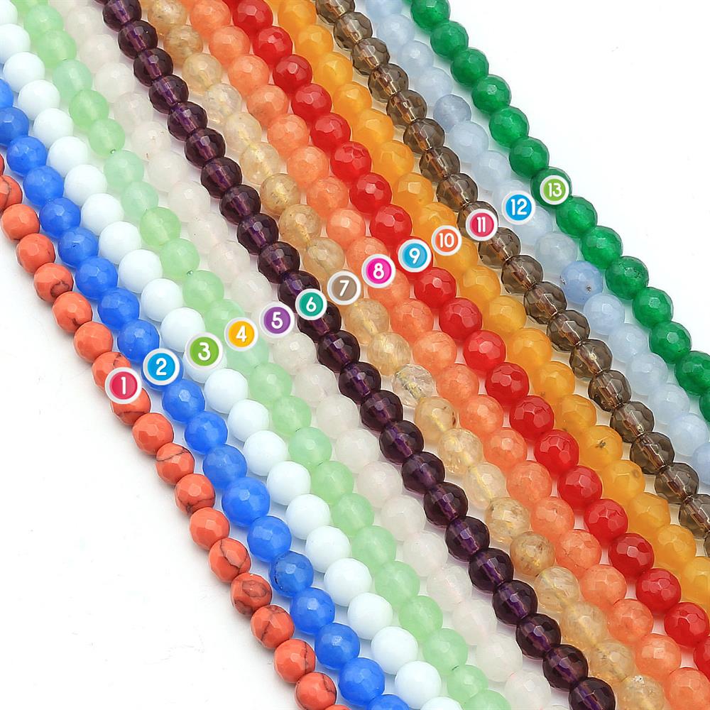 6 mm Fasetli Kuvars Taşı Boncuk