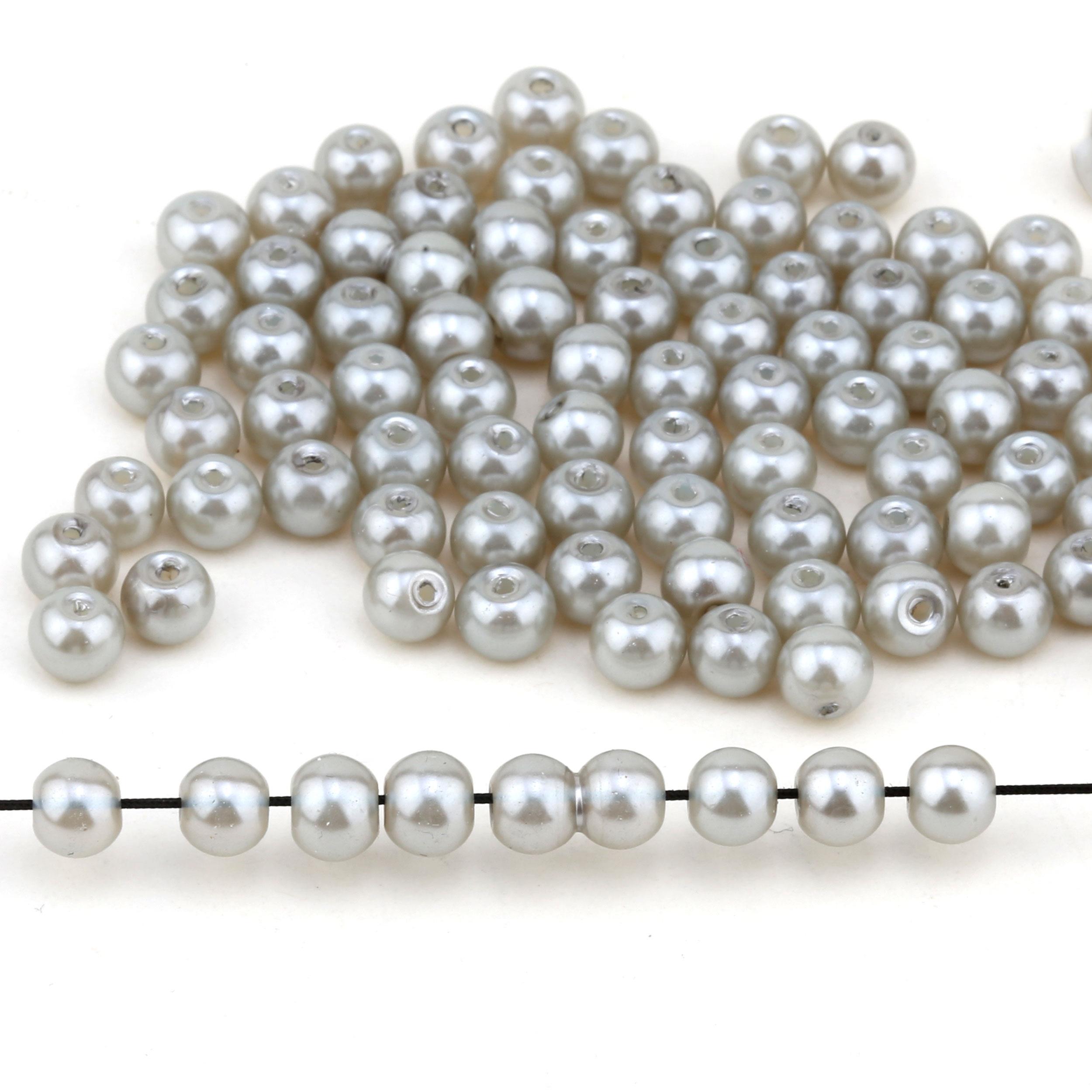 6 mm Gri Cam inci Boncuk 100 adet