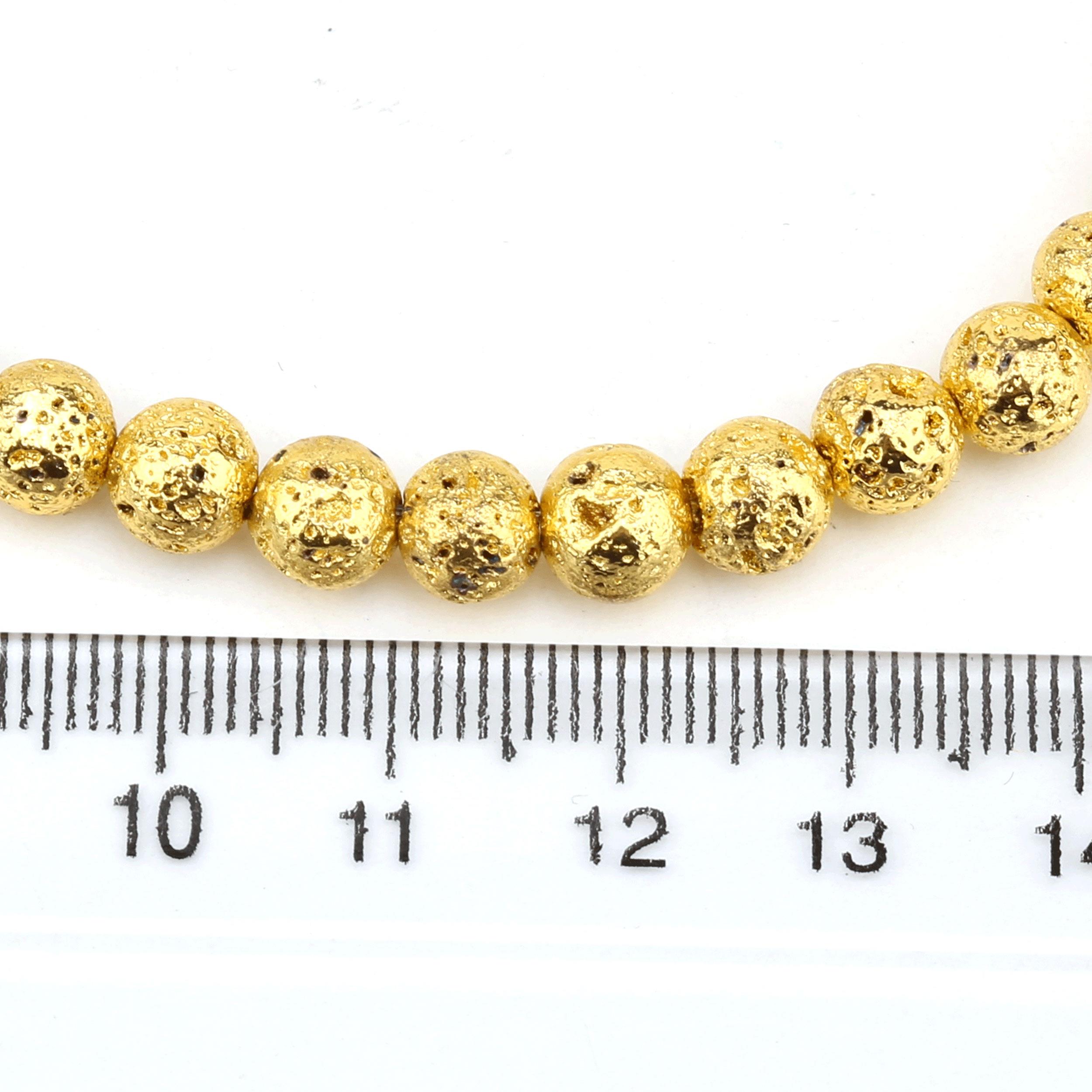 6 mm Hematit Kaplamalı Lav Taşı Boncuk