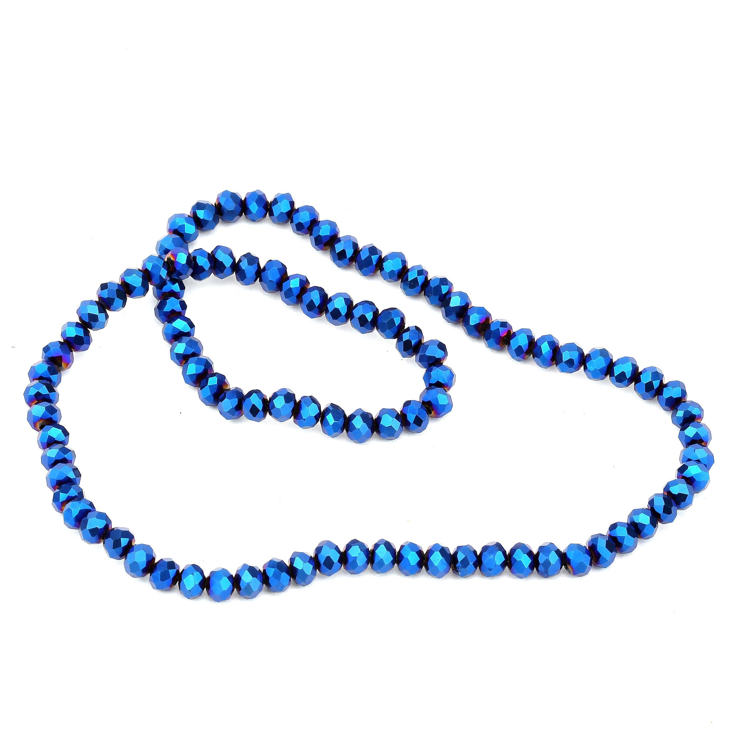 6 mm Kaplama Mavi Kristal Cam Boncuk