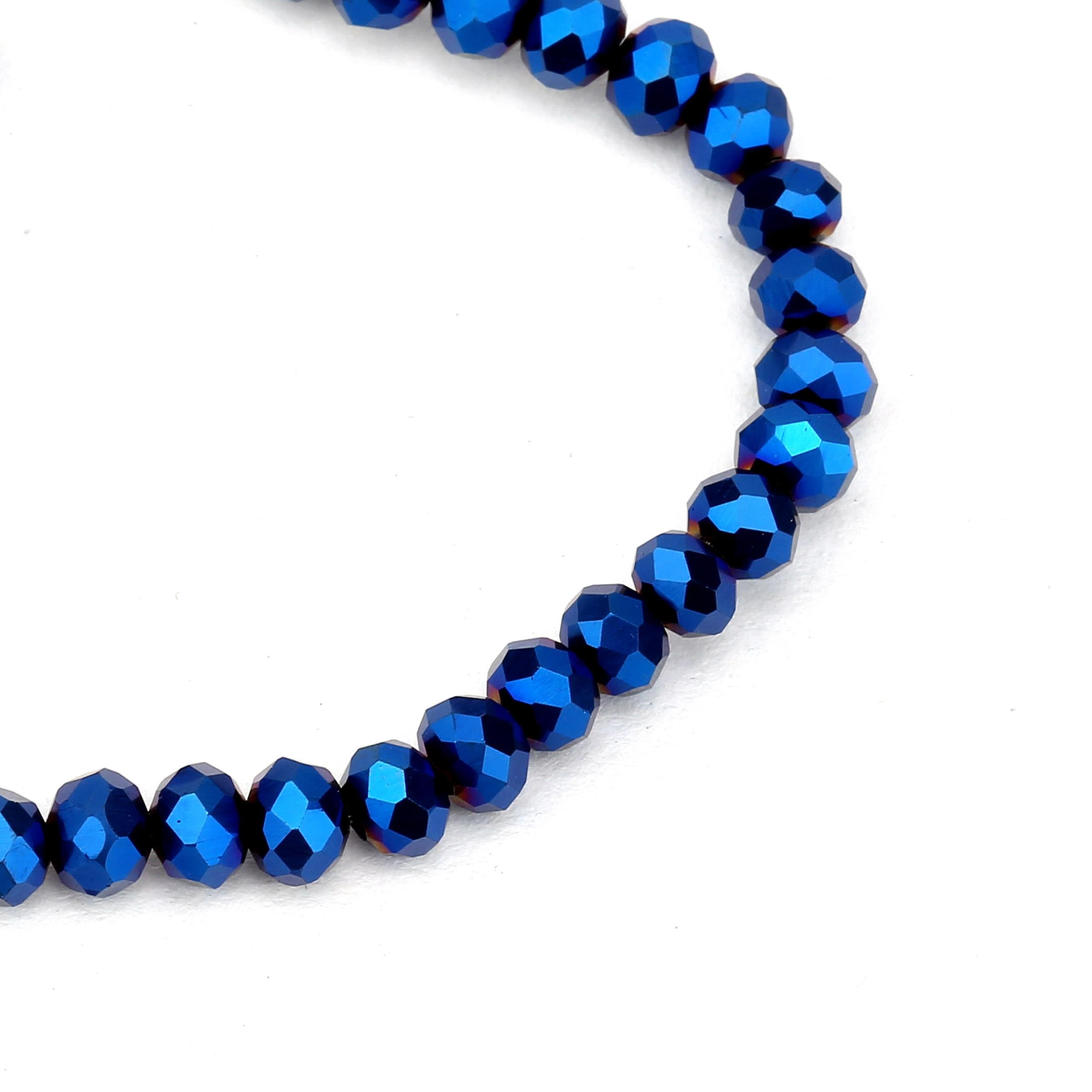 6 mm Kaplama Mavi Kristal Cam Boncuk