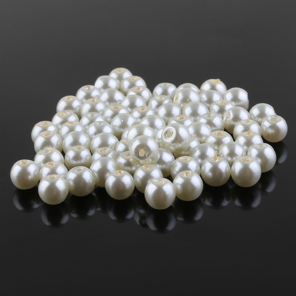 6 mm Krem Cam inci Boncuk 150 adet