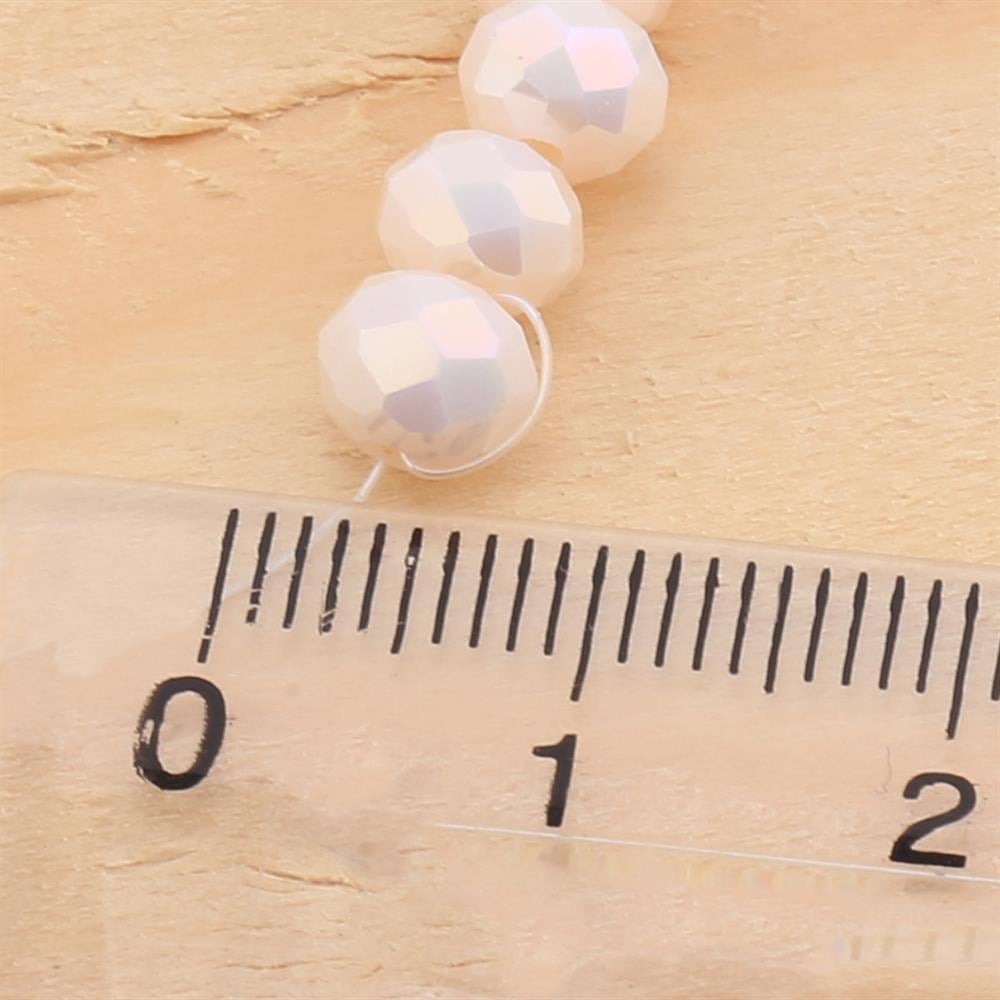 6 mm Krem Kristal Cam Boncuk