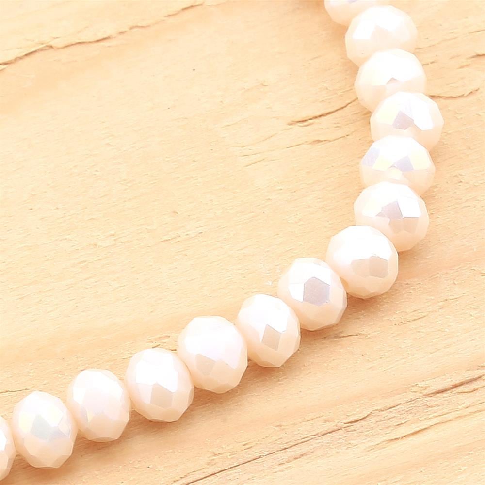 6 mm Krem Kristal Cam Boncuk